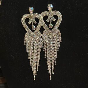 Elegant Silver Crystal Dangle Earrings